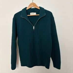 Abercrombie & Fitch Soft A&F 1/4 Zip Teal Knit Sweater XS